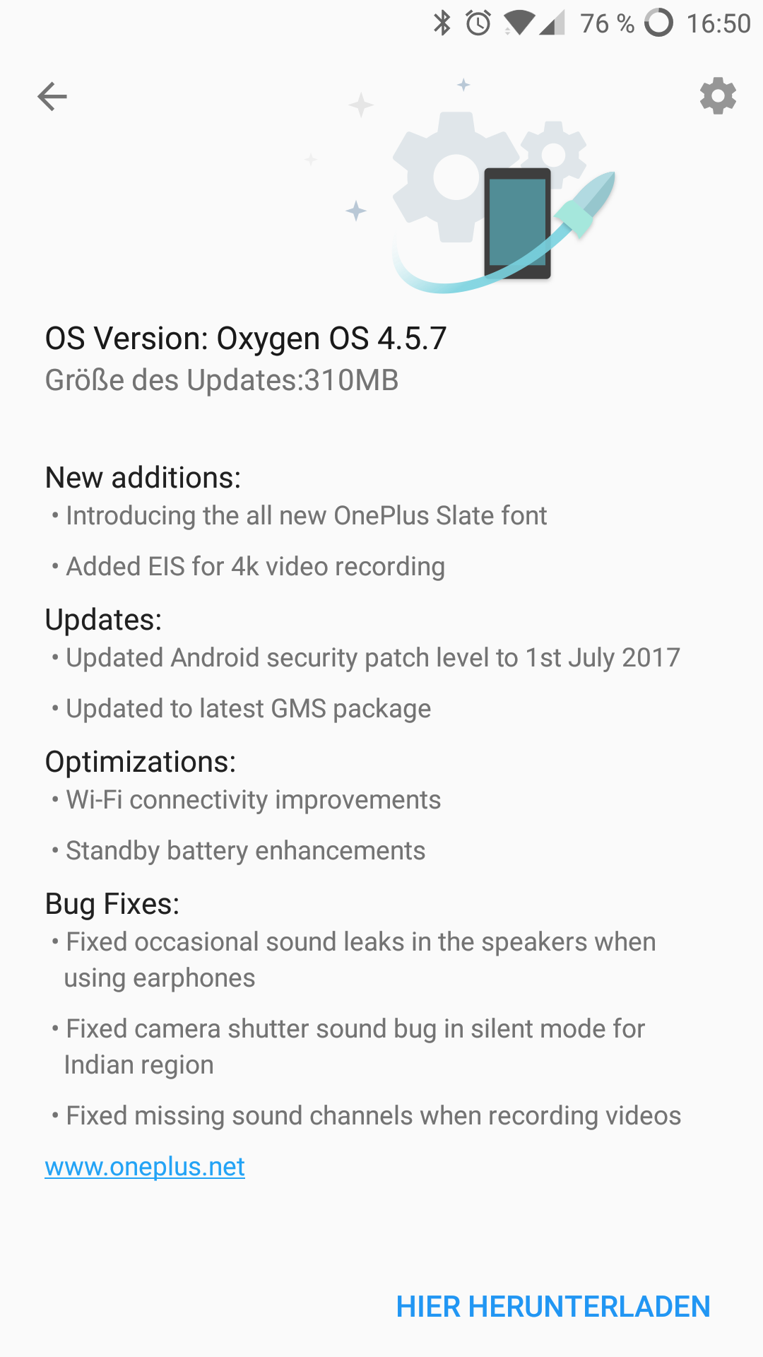 Oneplus 5 - OxygenOS Update 4.5.7