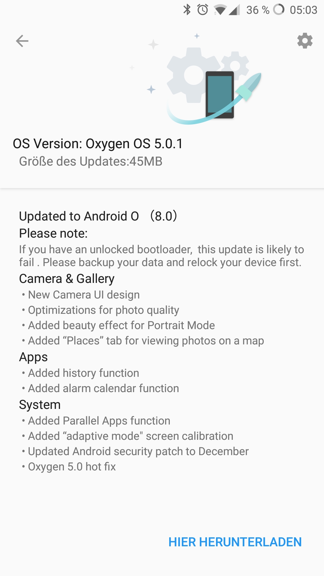Oneplus 5 - OxygenOS 5.0.1